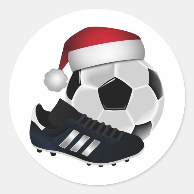 Weihnachts-Fußball Runder Aufkleber (Vorderseite)
