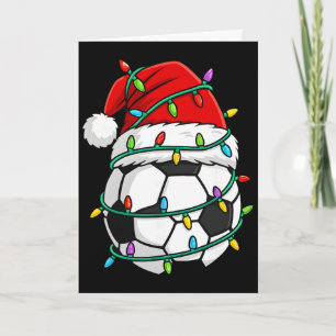 Weihnachts-Fußball-Santa-Hut-Lichter-Santa-Sport-W Karte