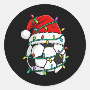 Weihnachts-Fußball-Santa-Hut-Lichter Weihnachtsman Runder Aufkleber