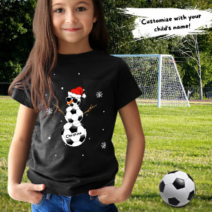 Weihnachts-Fußball-Snowman-Weihnachtsmannmütze Kin T-Shirt