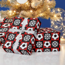 Weihnachts-Fußball und Schneeflocken Rot & Schwarz