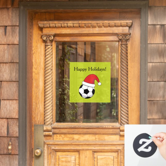Weihnachts-Fußball Weihnachtsmann hat personalisie Fensteraufkleber (Haustür)