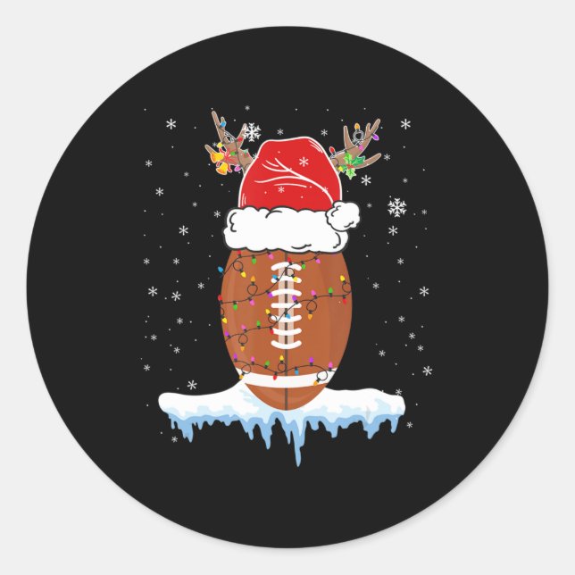 Weihnachts Fußball Weihnachtsmannmütze Merry Xmas  Runder Aufkleber (Vorderseite)