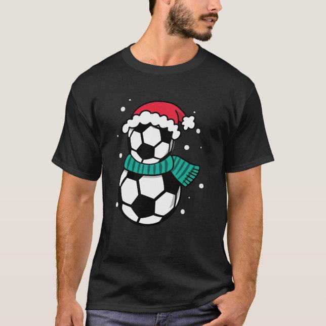 Weihnachts-Fußball-Weihnachtsmannmütze T-Shirt (Vorderseite)