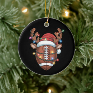 Weihnachts-Fußballfan Santa Hut Sport Xmas Keramik Ornament