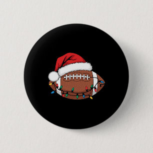Weihnachts-Fußballspieler Xmas Lichter Santa Sport Button