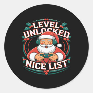 Weihnachts Gamer Boys Nice List Video Game Santa X Runder Aufkleber