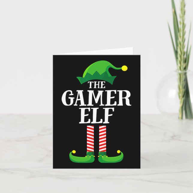 Weihnachts-Gamer Elf Matching Familiengruppe Chris Karte (Vorderseite)