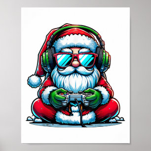 Weihnachts-Gamer-Jungs-Videospiel-Santa-Weihnachte Poster