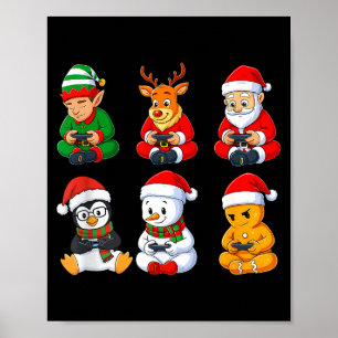 Weihnachts-Gamer-Jungs Videospiele Santa Elf Renti Poster