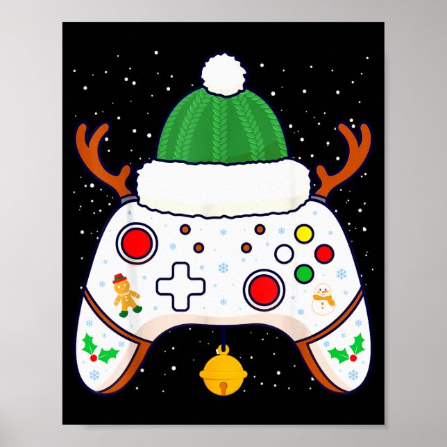 Weihnachts-Gamer-Videospiel-Controller Gamepad  Poster (Vorne)