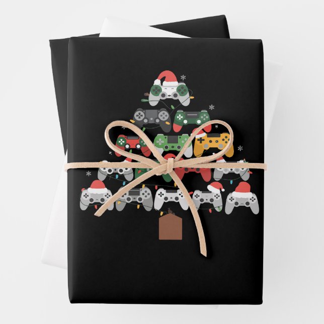 Weihnachts Gaming Tree Gamers Gamer Xmas Geschenke Geschenkpapier Set (Beispiel)