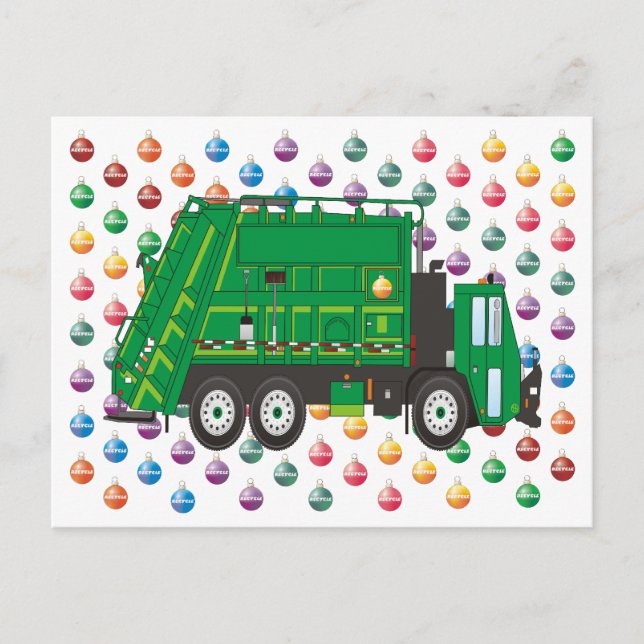 Weihnachts-Garbage-Truck Dezember Feiertagspostkarte (Vorderseite)