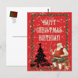 Weihnachts Geburtstag Weihnachtsmann Schwarzer Bau Postkarte