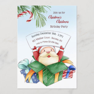 Weihnachts-Geburtstagsparty Wasserfarbe Einladung