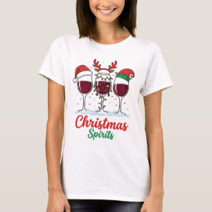 Weihnachts-Geister Rotwein-Gläser T-Shirt