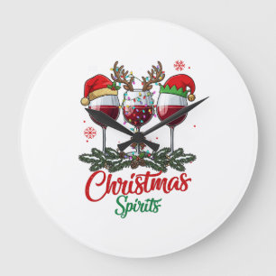 Weihnachts-Geister-Weingläser Rentiere Geweihe Pi Große Wanduhr