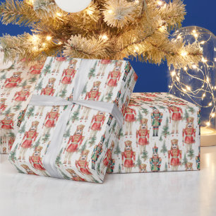 Weihnachts-gekachelte Nussknackwasserfarbe Geschenkpapier