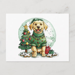 Weihnachts-Gelb Labrador Retriever Hund Postkarte