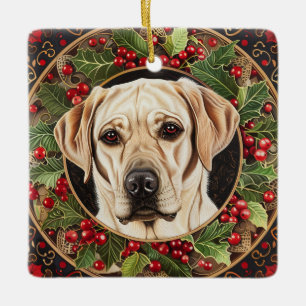 Weihnachts-Gelbe Labrador Keramikornament