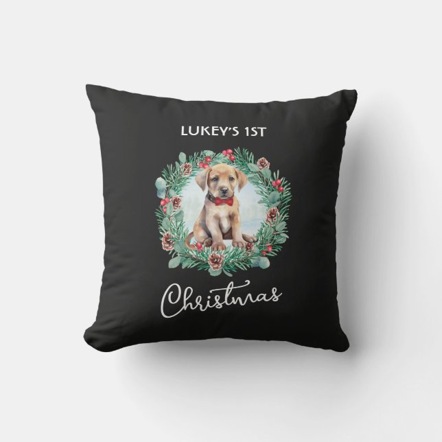 Weihnachts-Gelbe Labrador Labrador Retriever Puppy Kissen (Vorderseite)