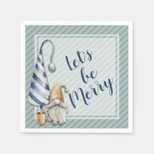 Weihnachts-Genom auf Blue Stripes Holiday Party Serviette