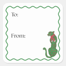 Weihnachts-Gepard-Geschenk-Aufkleber Quadratischer Aufkleber