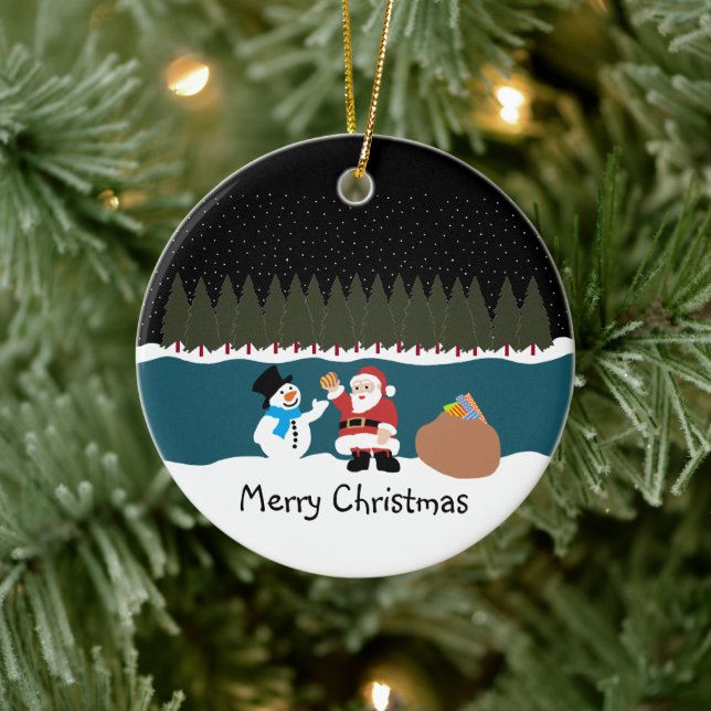 Weihnachts-Geschenk für den Schneemann Weihnachtso Keramik Ornament (Baum)
