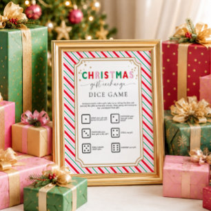 Weihnachts-Geschenk tauschen Würfel Spielzeichen Poster