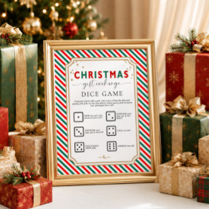 Weihnachts-Geschenk tauschen Würfel Spielzeichen Poster
