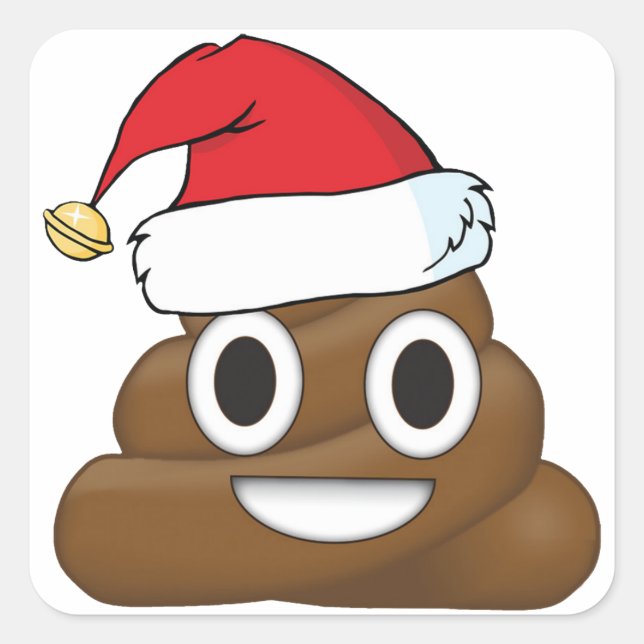Weihnachts-Geschenk Wrap Emoji Gekackt Quadratischer Aufkleber (Vorderseite)