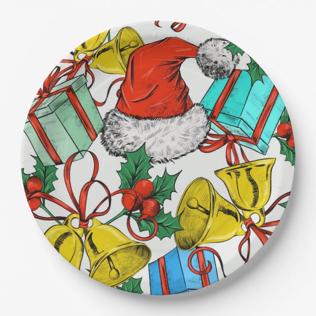 Weihnachts-Geschenke Rote Weihnachtsmannmützen Fei Pappteller (Vorderseite)