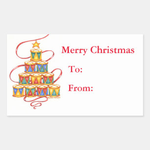 Weihnachts-Geschenkelchen-Tree des Trommels Rechteckiger Aufkleber