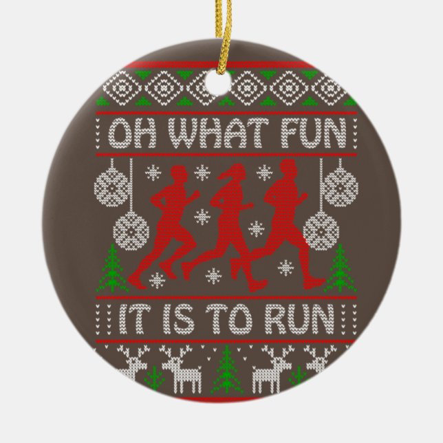 Weihnachts-Geschenkidee, was es Spaß macht zu lauf Keramik Ornament (Vorne)