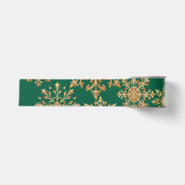 Weihnachts-Geschenkpapier mit goldenem und grünem  Ripsband