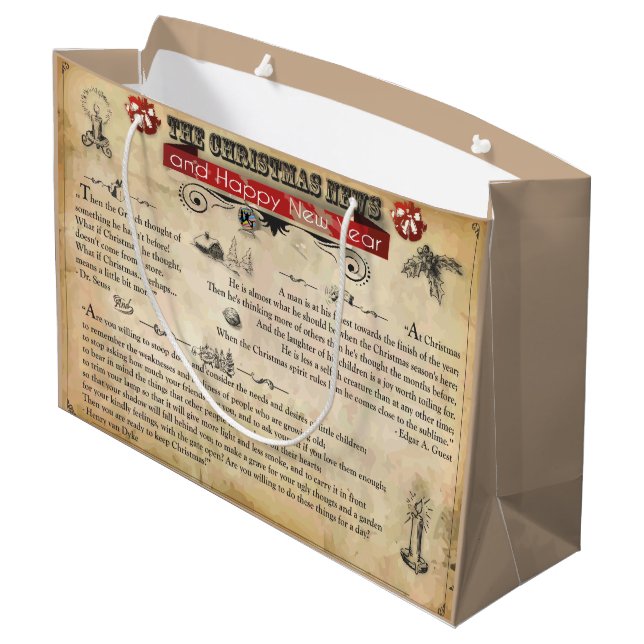 Weihnachts-Geschenktasche - Groß, glänzend Große Geschenktüte (Rückseite Schrägansicht)