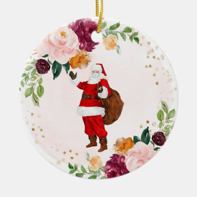 Weihnachts-Gesicht Maske Santa 2020 Keramik Ornament (Vorne)