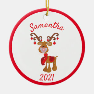 Weihnachts-Gesichtsmaske Rentier Rudolph 2021 Keramik Ornament