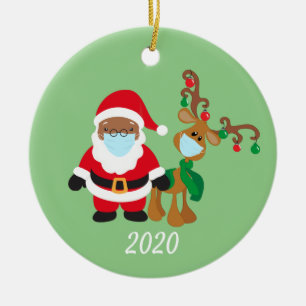 Weihnachts-Gesichtsmaske Santa Reindeer Ethnic 202 Keramik Ornament