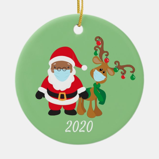 Weihnachts-Gesichtsmaske Santa Reindeer Ethnic 202 Keramik Ornament (Vorne)