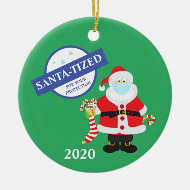 Weihnachts-Gesichtsmaske Santa Weihnachtsgeschenk Keramik Ornament (Vorne)