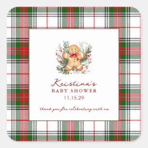 Weihnachts-Gingerbread-Baby-Party Quadratischer Aufkleber