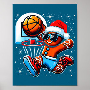 Weihnachts-Gingerbread-Basketballspieler-Fan-Desig Poster