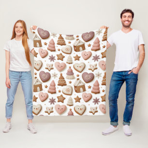Weihnachts-Gingerbread-Cookie-Muster Fleecedecke