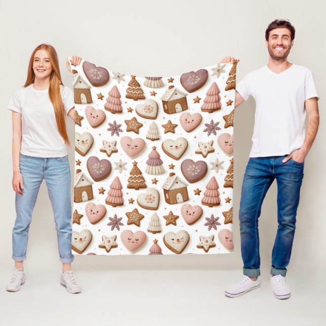 Weihnachts-Gingerbread-Cookie-Muster Fleecedecke (Beispiel)