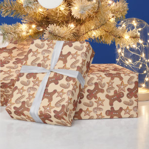 Weihnachts-Gingerbread-Cookie-Muster Geschenkpapier