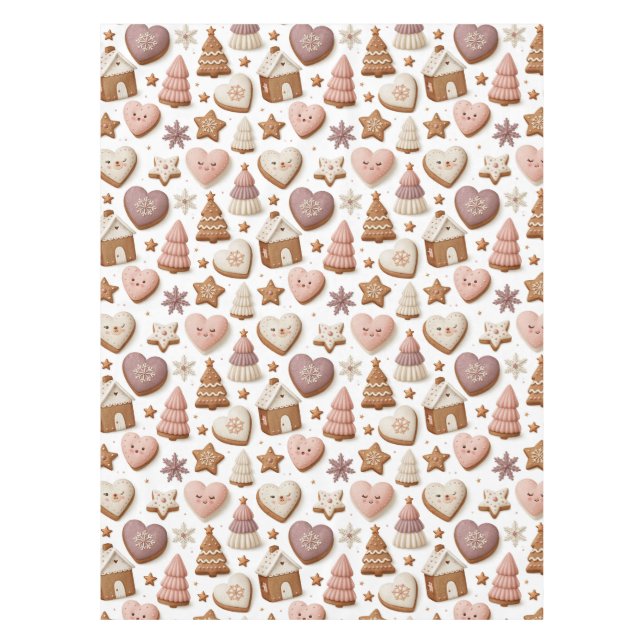 Weihnachts-Gingerbread-Cookie-Muster Tischdecke (Vorderseite)