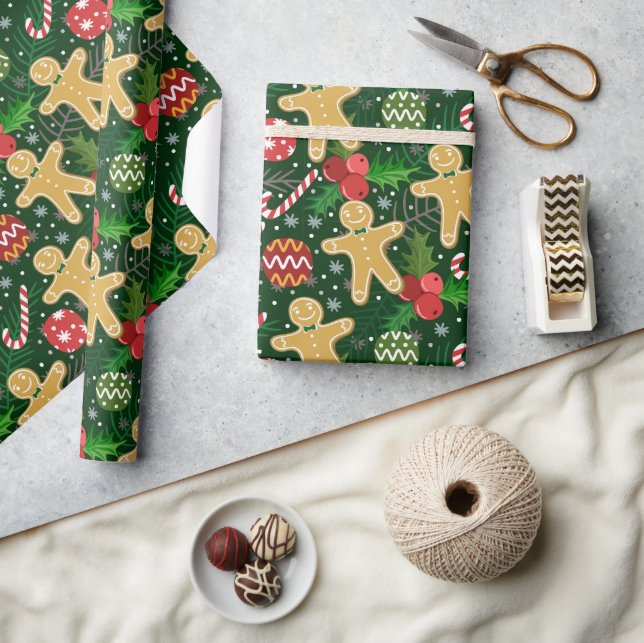 Weihnachts-Gingerbread-Cookies Geschenkpapier (Kunsthandwerk)