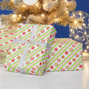 Weihnachts-Gingerbread-Cookies Grün Geschenkpapier