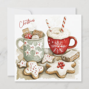 Weihnachts-Gingerbread-Cookies und heißer Kakao Feiertagskarte